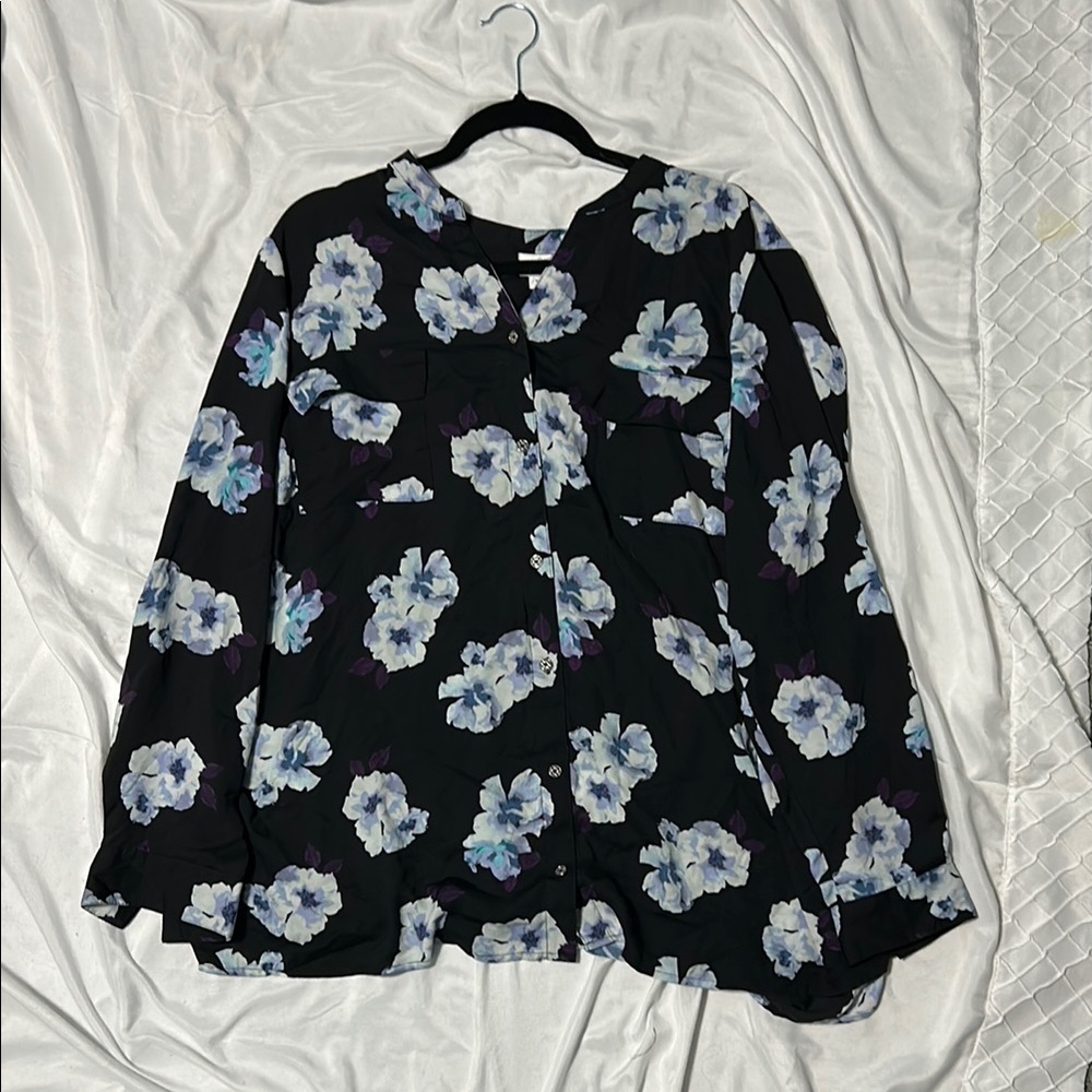 Floral Blouse with Black Base